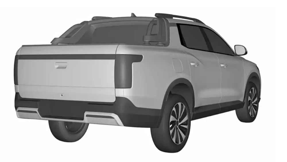 Новый пикап BYD сбоку сзади патент