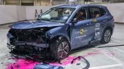 Европейская ассоциация Euro NCAP разбила три машины компаний Geely и Chery geely ex5 em-i starray сбоку спереди синий гибрид краш-тест