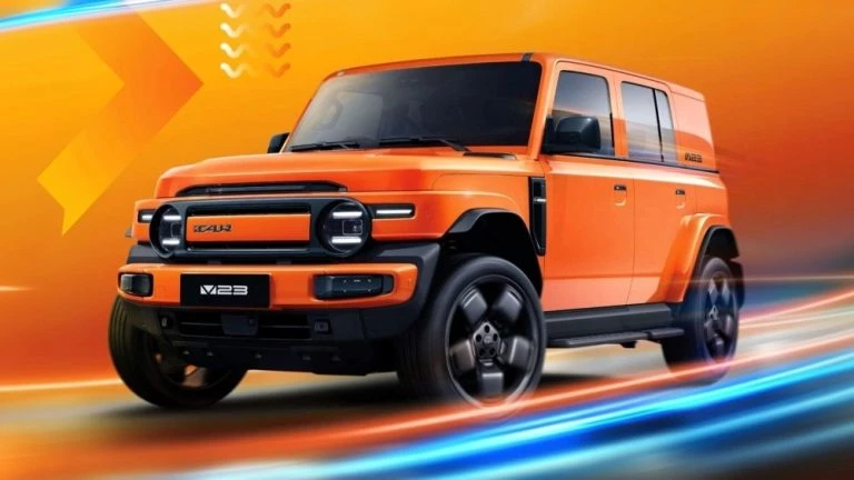 электрический кроссовер chery icaur v23 спереди сбоку в малайзии