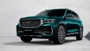 Обновленный Geely Monjaro выходит на рынок Казахстана кроссовер сбоку спереди зеленый