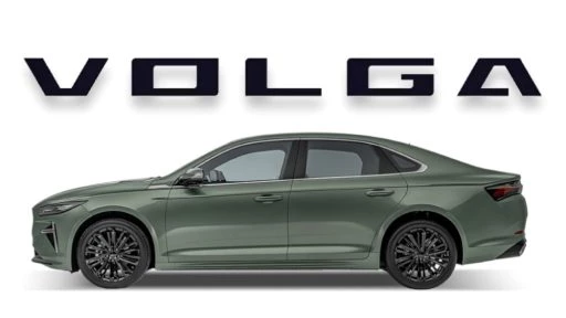 Новый седан Volga C50 сбоку логотип бренда