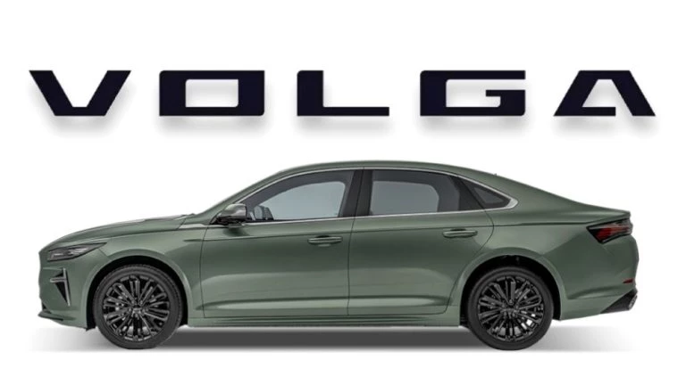 Новый седан Volga C50 сбоку логотип бренда