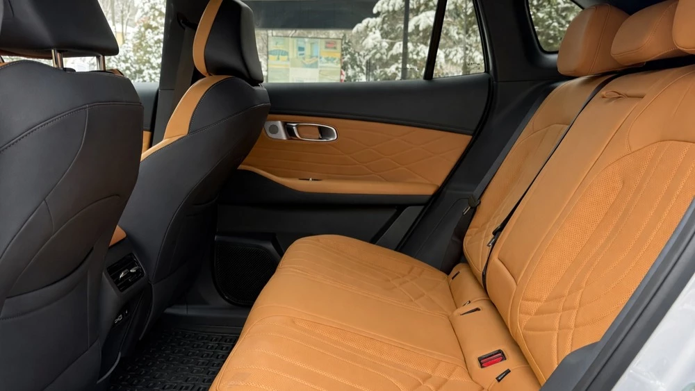 Geely Galaxy EX5 EM-i в Казахстане тест обзор сбоку салон интерьер сиденья второй ряд