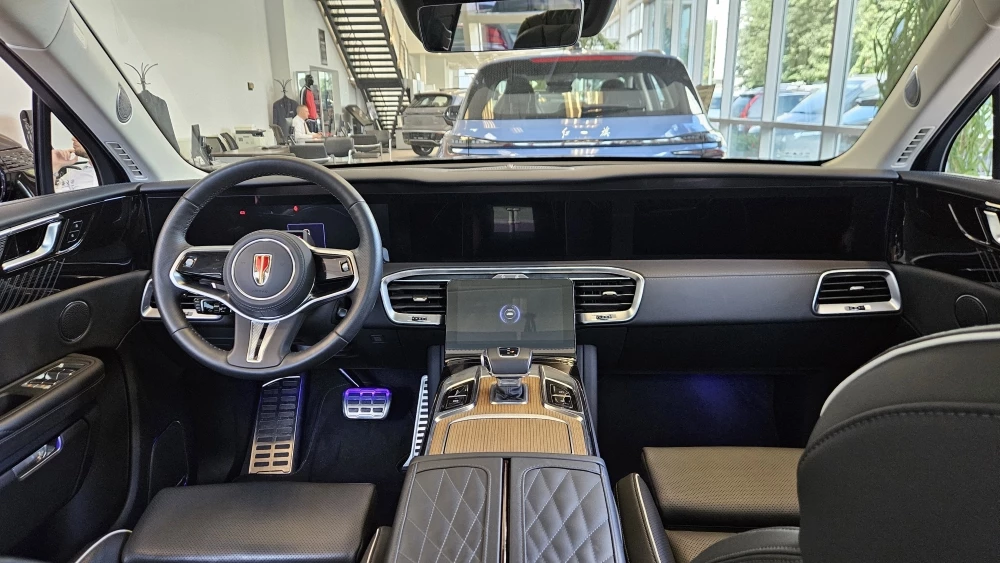 Hongqi E-HS9 тест салон интерьер первый ряд