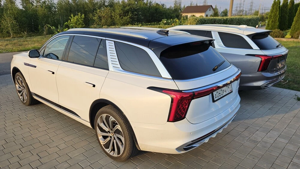 Hongqi E-HS9 сбоку сзади тест