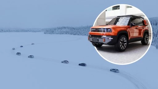 Внедорожник Geely Galaxy Cruiser проверили морозами и снегом внедорожник гибридный сбоку спереди