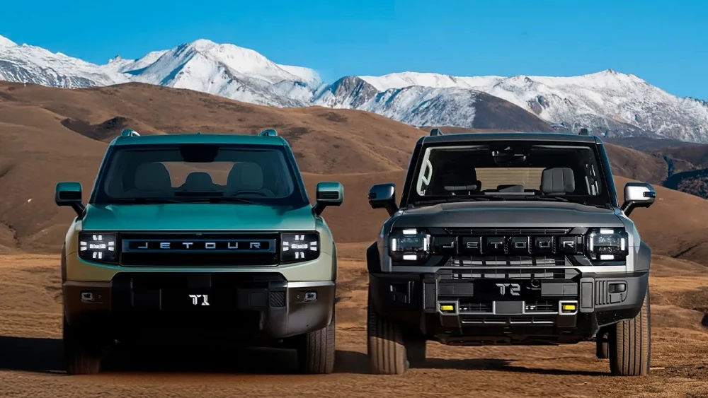 Jetour T1 jetour t2 кроссоверы рядом спереди сравнение