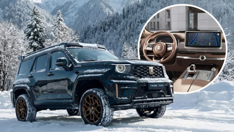 Tank 700 получил голосовое управление и сервисы «Яндекса» внедорожник сбоку спереди черный