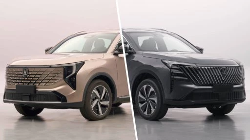 Два кроссовера Changan получили традиционный гибрид кроссовер сбоку спереди cs55 hev cs75 hev