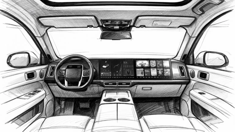 дизайн салона Lixiang Li Auto L9 скетч салон интерьер карандашный рисунок