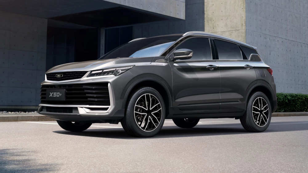 новый кроссовер Belgee X50+ сбоку спереди серый