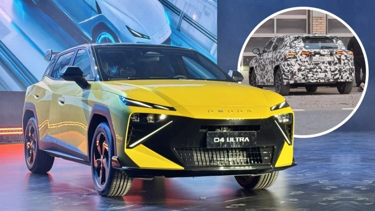 Кроссовер Omoda C4 заметили в России во время тестов сбоку спереди