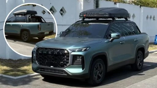 Chery Tiggo V в кузове пикап заметили в Китае сбоку спереди новый автомобиль