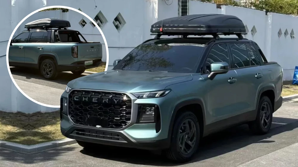 Chery Tiggo V в кузове пикап заметили в Китае. Этот вариант ориентирован на экспорт Chery Tiggo V в кузове пикап заметили в Китае сбоку спереди новый автомобиль