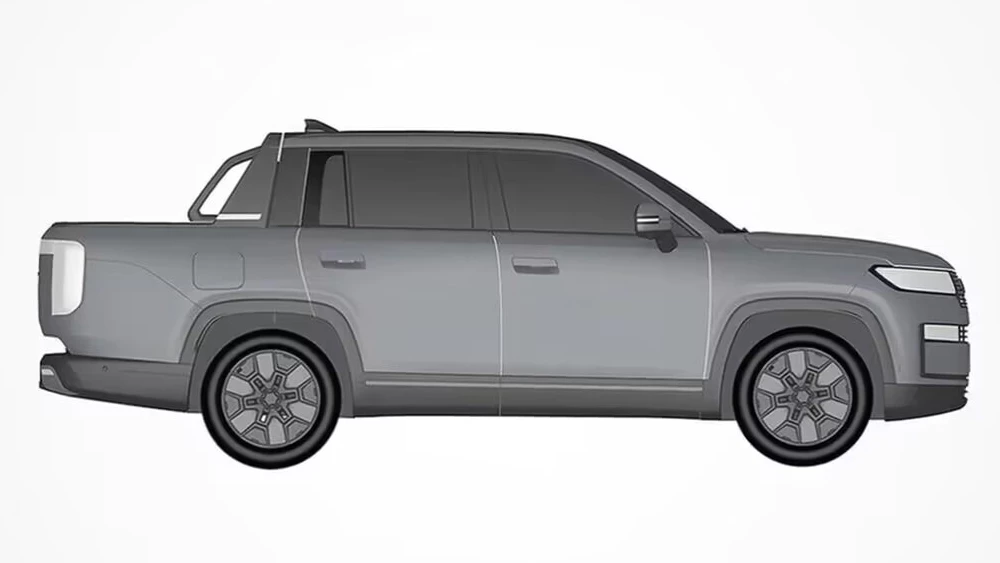 Chery Tiggo V в кузове пикап заметили в Китае сбоку патент