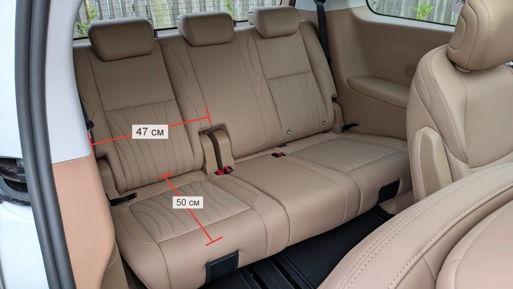 JAC RF8 тест редакционный парк сбоку салон интерьер сиденья третий ряд размеры замеры