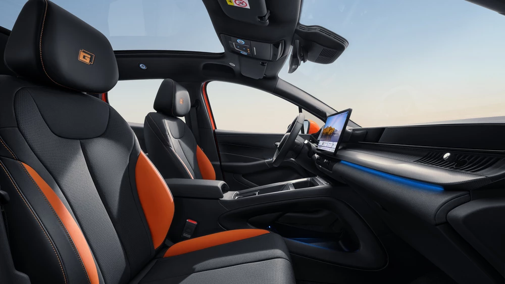 Электрический хетчбэк BYD Dolphin G салон интерьер сиденья первый ряд