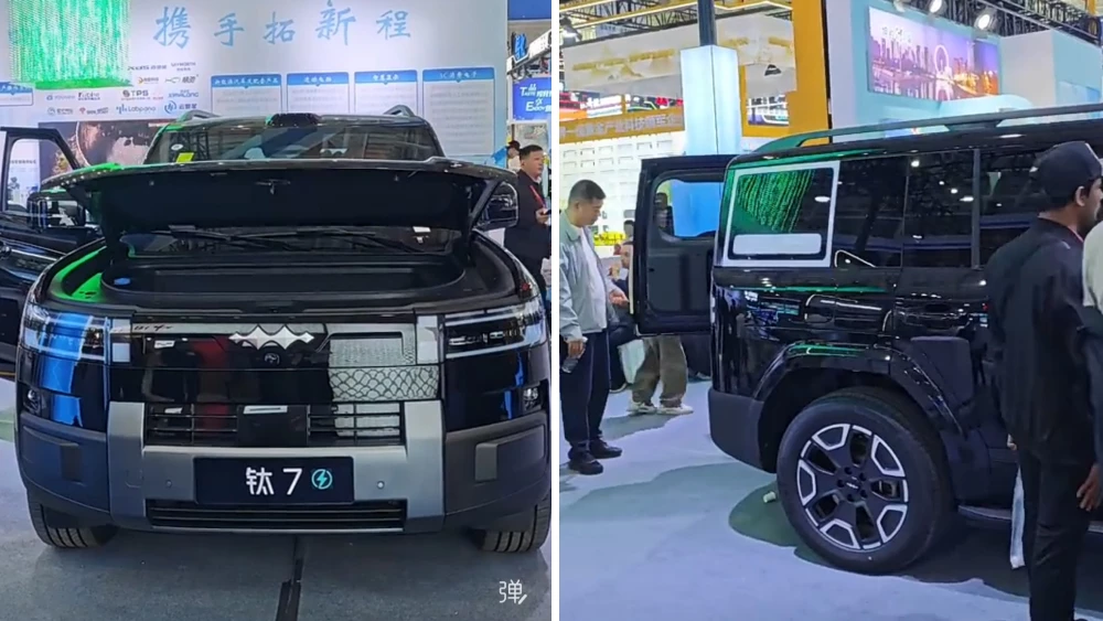 byd fang cheng bao ti7 сбоку спереди черный внедорожник