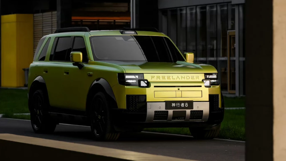 freelander 8 внедорожник chery jaguar land rover сбоку спереди зеленый