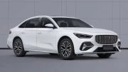 Флагманский седан Geely Preface L90 сбоку спереди белый