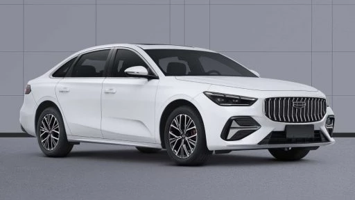 Флагманский седан Geely Preface L90 сбоку спереди белый
