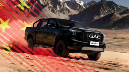новый пикап gac smilodоn pro спереди сбоку в динамике