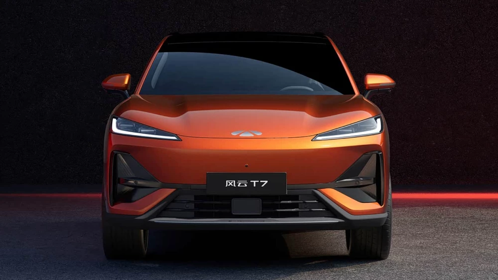 новый кроссовер fulwin t7 спереди электромобиль оранжевый