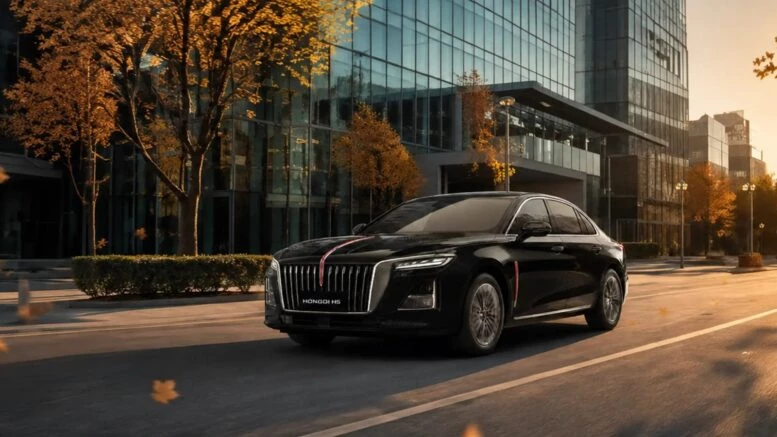 В России начались продажи обновленного Hongqi H5. Как изменился седан и сколько стоит Обновленный седан Hongqi H5 2026 сбоку спереди в динамике